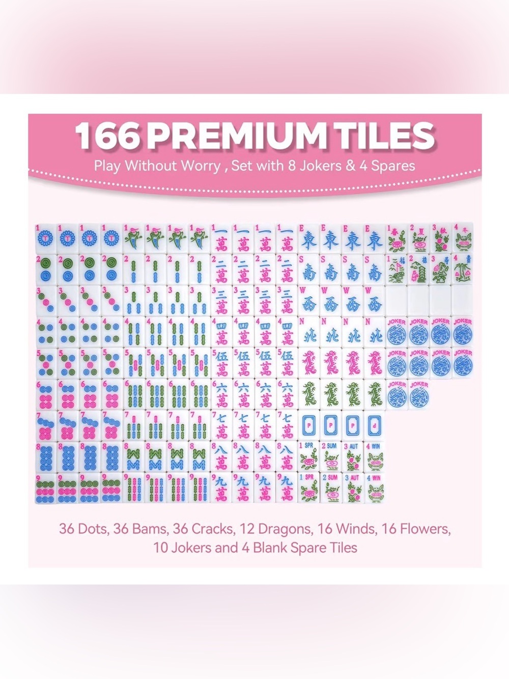 166 Tile American Mahjong Set - Blue Tiles New - Picture 2 of 8